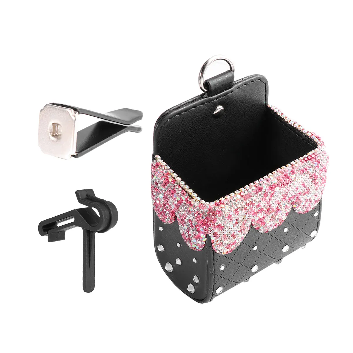 

Car Seat Gap ganizer Premium Storage Container Phone Holder Rhinestone Decor Car Accessories Practical Use Easy Install Remove