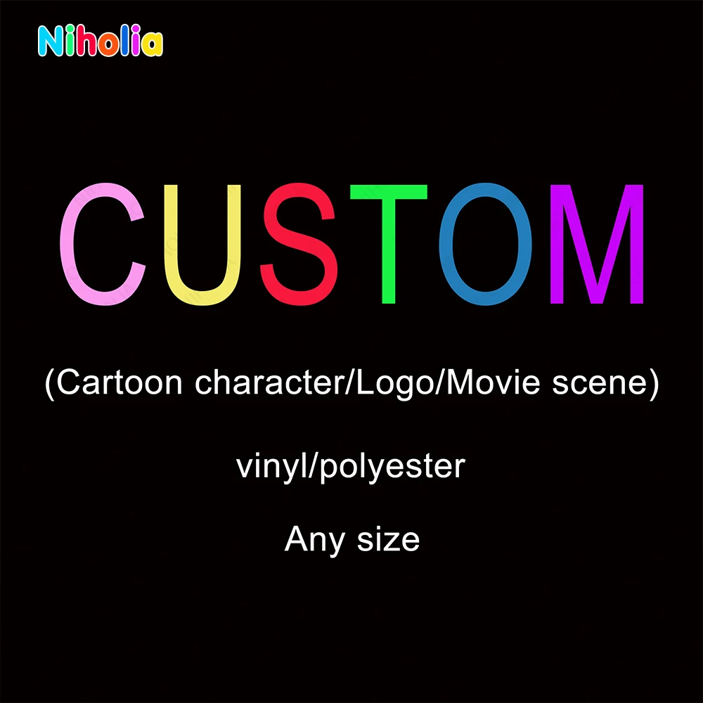 NIHOLIA  Backdrop Custom background Personalized Kids Birthday Party Cartoon Scene logo Vinyl Polyester  Poster Banners