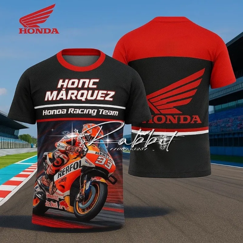 

2025Summer Honda Racing Team New Cool Motorcycle T-shirt Men's Outdoor Cycling Motorcycle Racing Off Road Speed Dry Short Sleeve