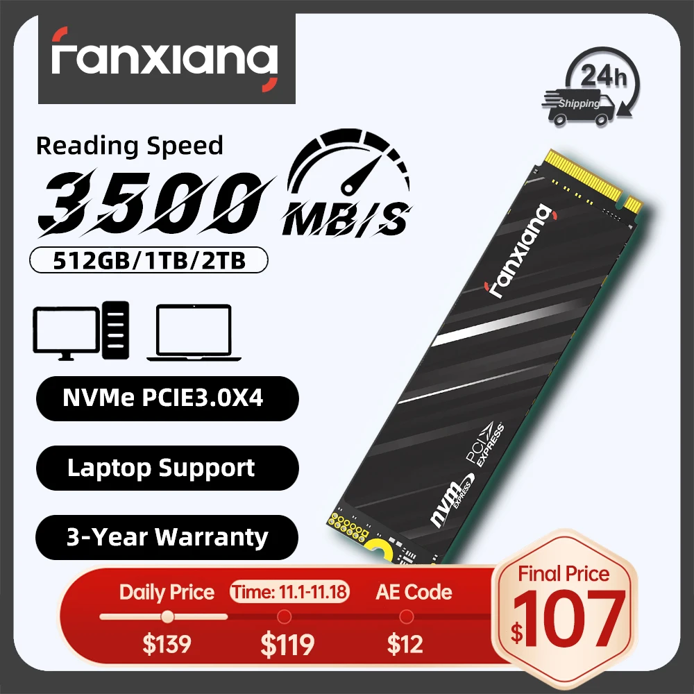 Fanxiang S501Q 3500MB/s M.2 SSD Harde Schijf 512GB 1TB 2TB PCIe 3.0 NVMe M2 SSD Interne Solid State Drive voor Laptop Desktop PC