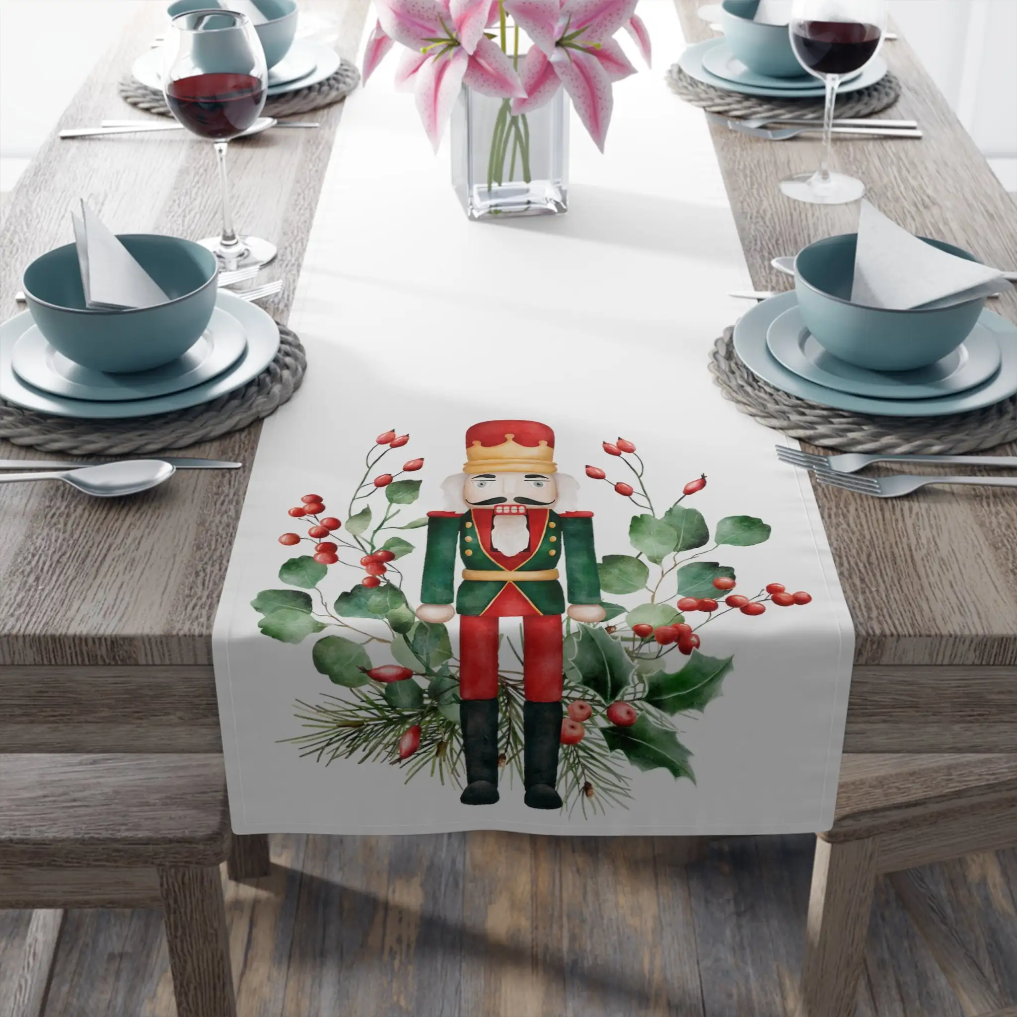 Nutcracker Table Runner, raditional Nostalgic Xmas Table Decorations Winter Tablecloth for Dining Table Party,Holiday Home Decor