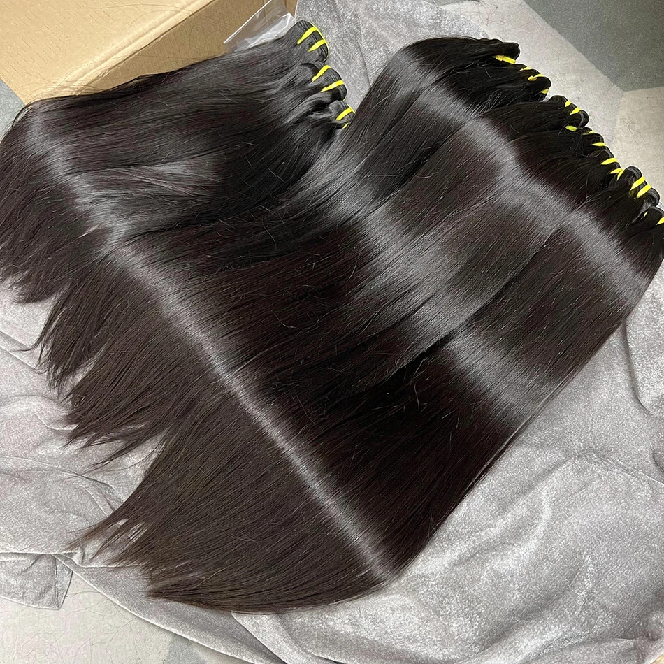 Osso em linha reta cabelo humano 3/4 pacotes com 13x4 renda transparente frontal 30 Polegada 100% extensões tecer cabelo humano para mulher