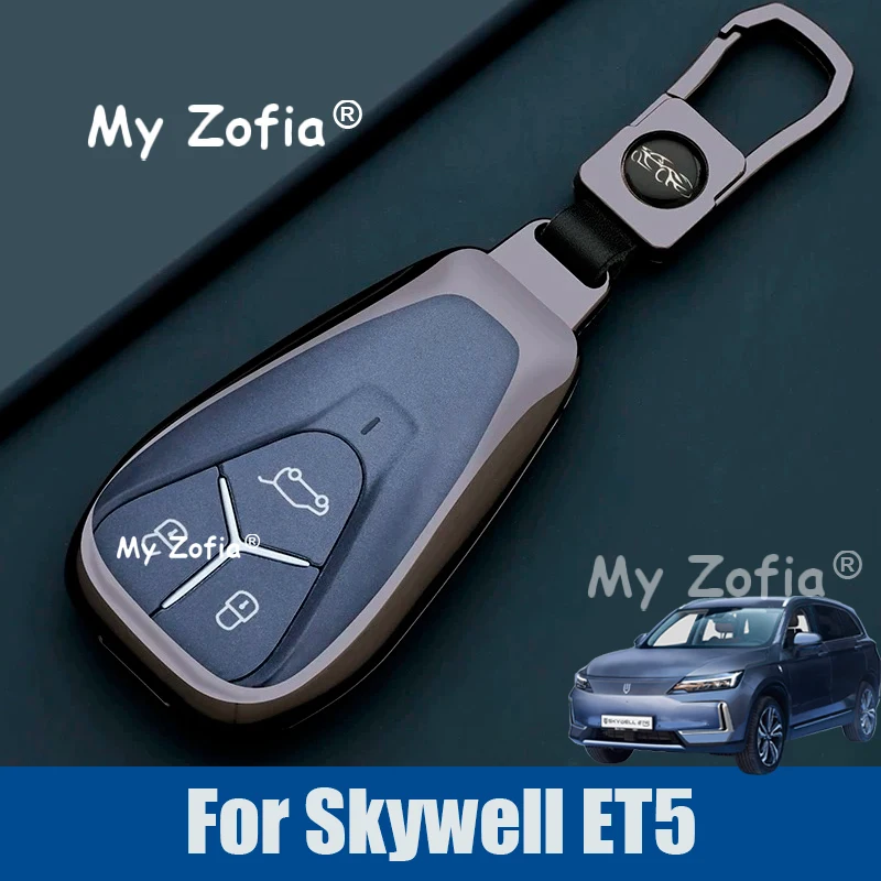 Alloy Car Key Case Cover Shell For Skywell ET5 Skyworth EV6 2024 2025 2026 Car Modified Key Fob Case Cover Protector Accessories