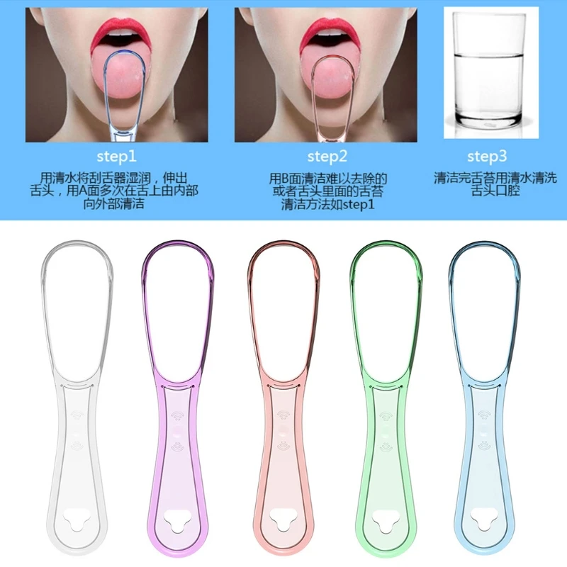 RXJC Tongue Scraper Plastic Double Sided Care Hygiene Cleaner Brush