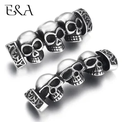 Stainless Steel Three Skull Connectors Extended Curved Connect 12*6mm Leather for DIY Bracelet Findings Jewelry Making Supplies