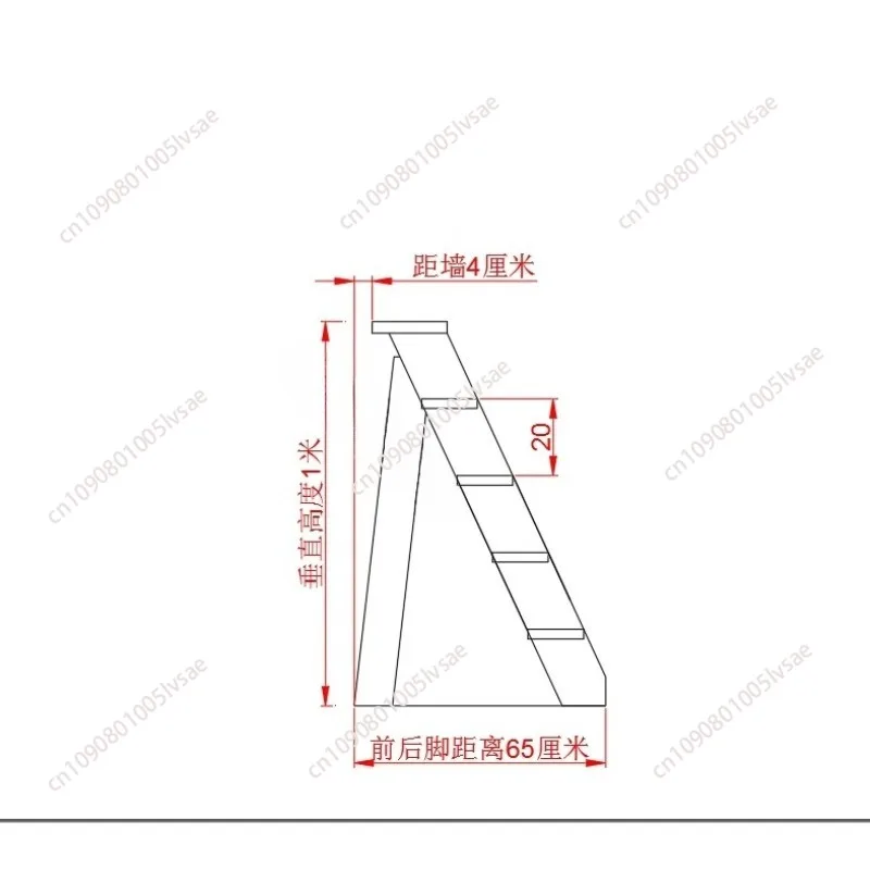 Household folding stairs Indoor all-solid wood unilateral herringbone ladder Multifunctional mobile climbing wooden ladder brown