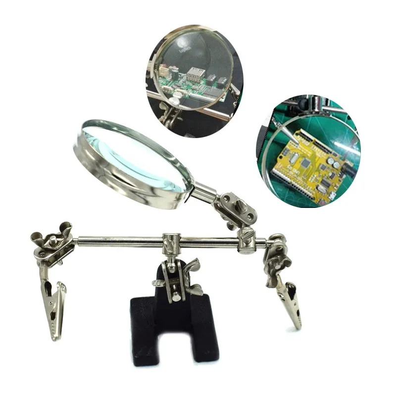 Welding Auxiliary Clip with 2.5X Magnifying Glass 360 Degree Rotating Helping Third Hand Tool Soldering Stand Jewelry Tools