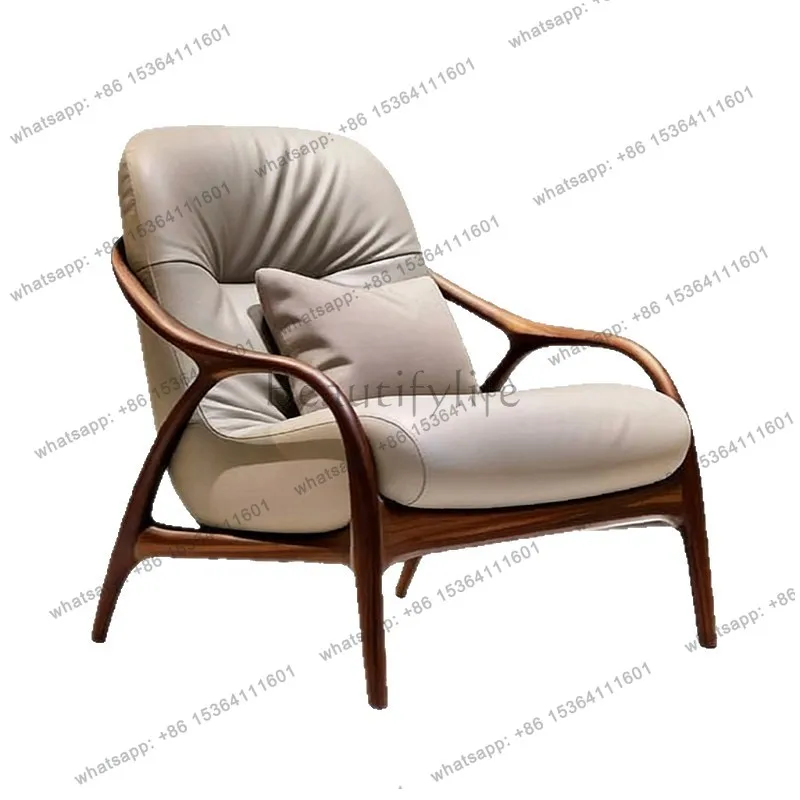 PG medieval solid wood single casual sofa chair new Chinese modern simple living room light luxury high-end armchair