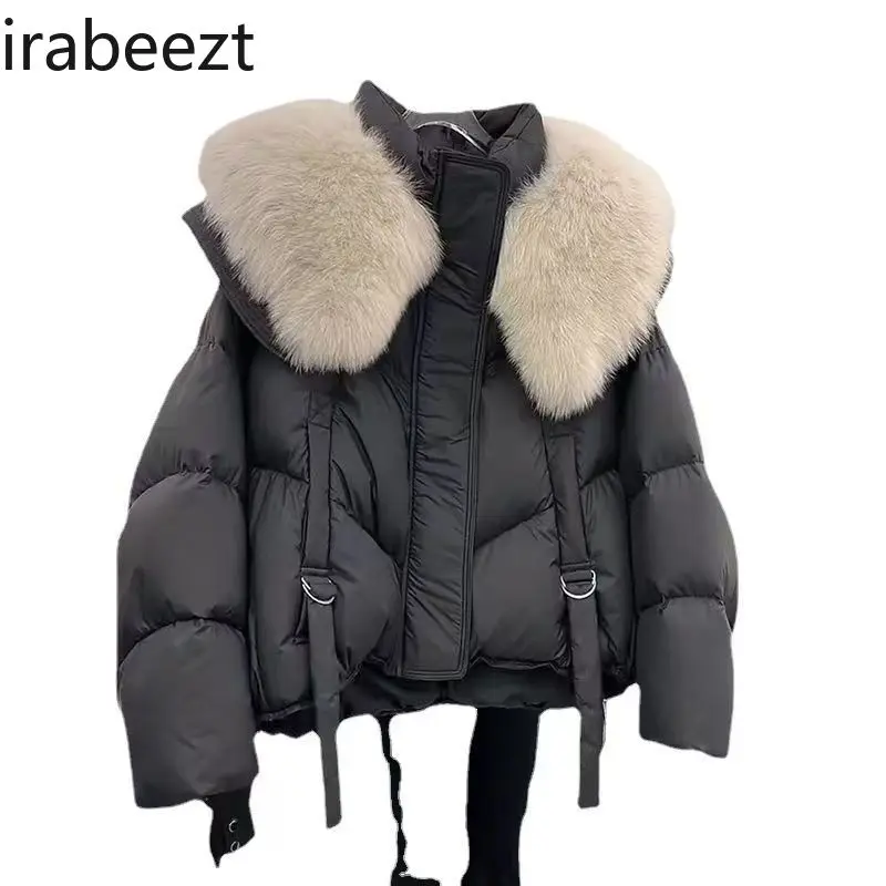 Chaqueta acolchada De algodón para Mujer, abrigo holgado y grueso con Cuello De piel De estilo extranjero, Ropa fina pequeña para Invierno, novedad De 2024