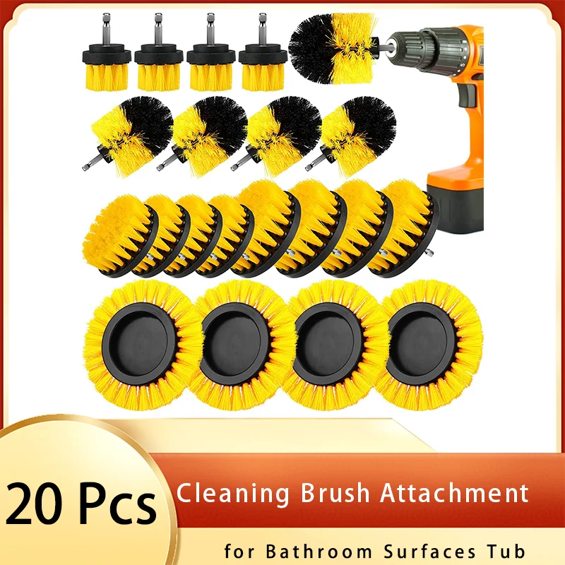 

Power Brush Cleaning Attachment Set 20 Pcs Power Drill Cleaning Scrub Brush Bathroom Tub Shower Grout Tile Multipurpose