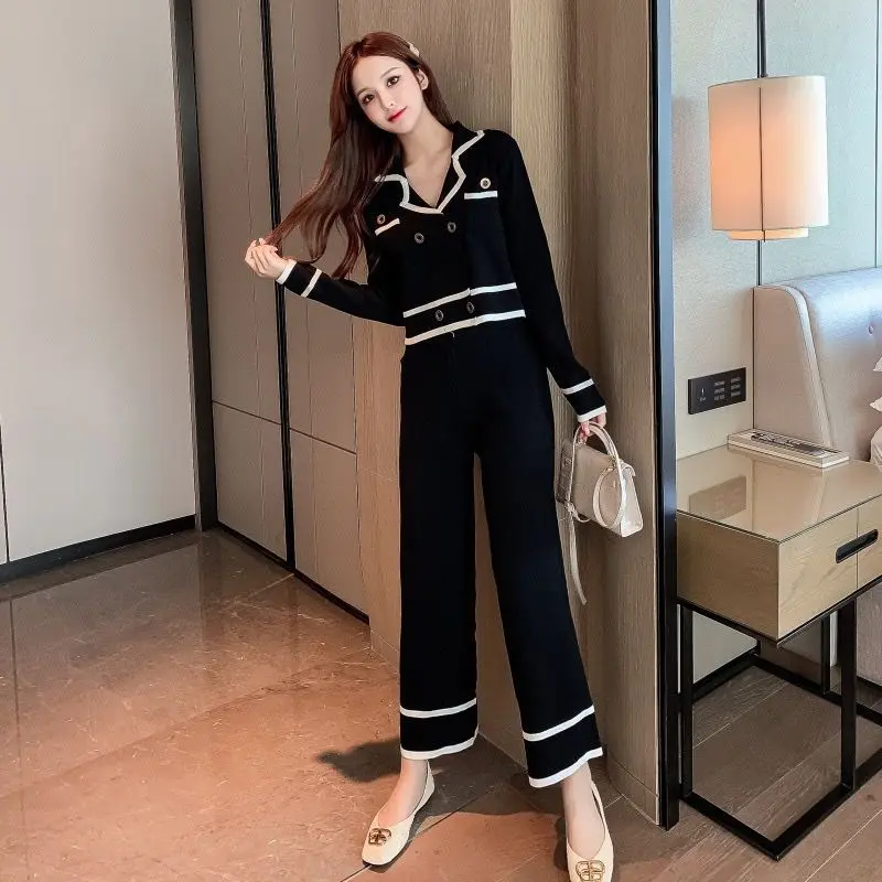 Autumn Solid color Suit Gentle Style Wear Set Women Temperament Two Piece Set