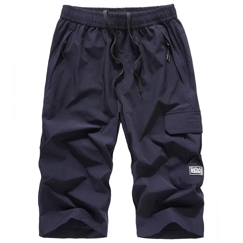 Men\'s Summer Quick Dry 3/4 Pants Lightweight Capri Shorts Hiking Fishing Travel Casual Cargo Shorts Pants Men Gym Shorts 7XL 8XL