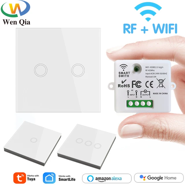 Mini WIFI Inteligentny włącznik światła Tuya Smart Life APP Panele ścienne Przełącznik dotykowy 433Mhz DIY Moduł przekaźnika Timer Voice Google Home Alexa