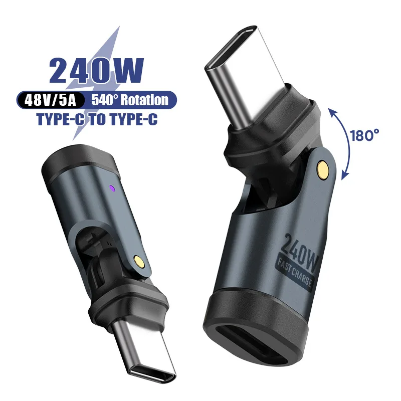 240W Car Magnetic Converter PD/Type C 540Degree Rotation In-Vehicle Data Transmission RV Power Converter Accessories for Samsung