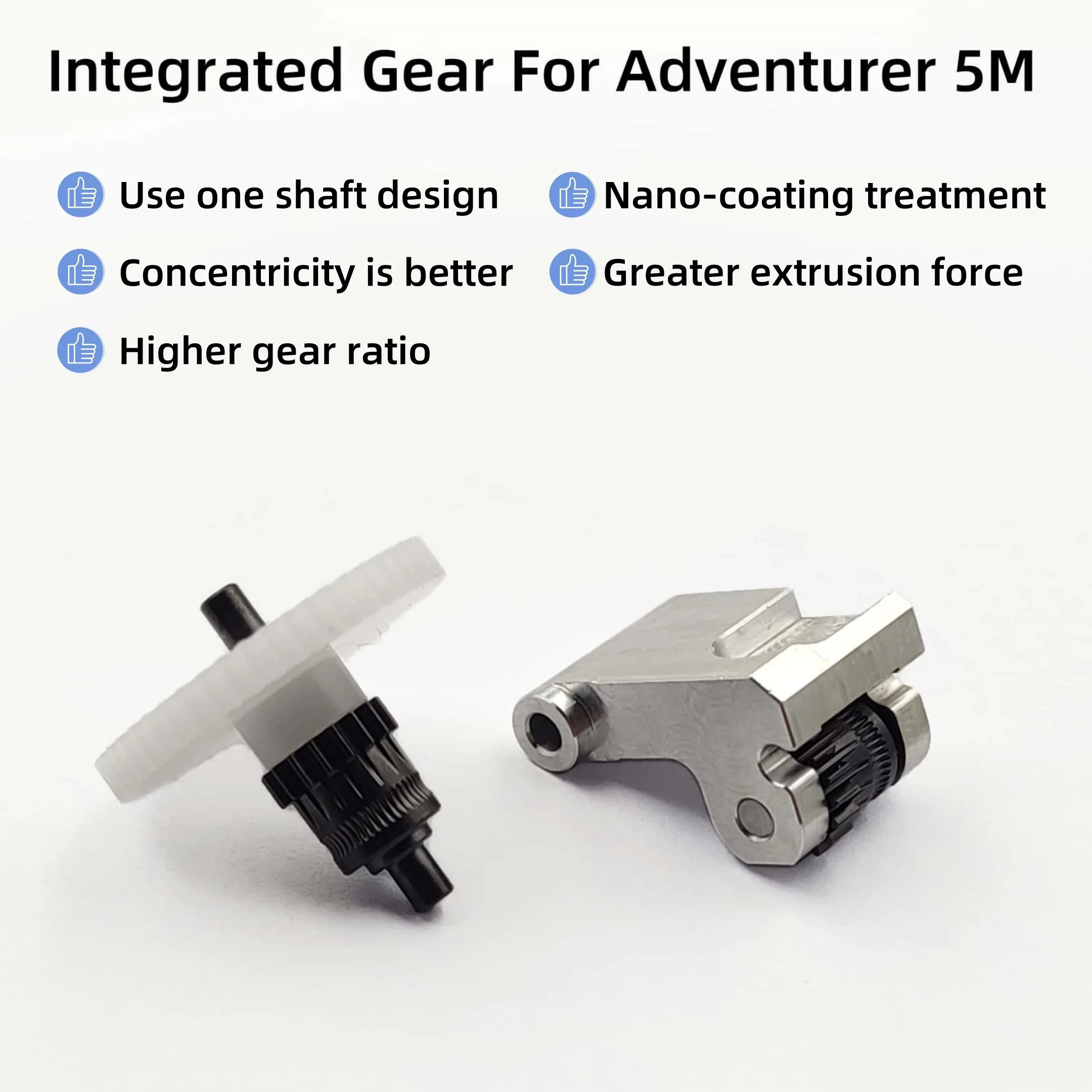 Équipement de mise à niveau pour Flashforge Adventurer 5M, Kit d'engrenage de tête d'extrusion à revêtement Nano, composants de pièces d'imprimante 3D AD5M de haute qualité