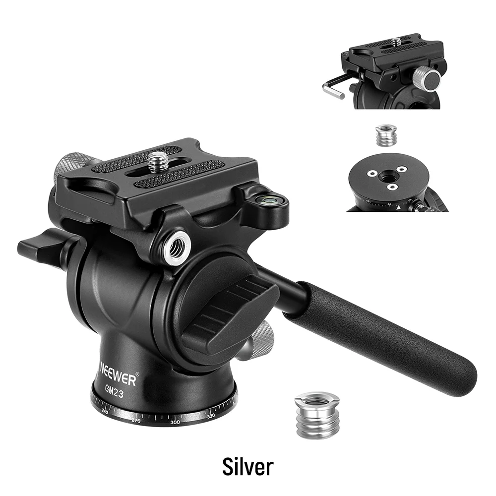 

NEEWER Fluid Tripod Head for DSLR Camera, Aluminum Alloy Panorama Drag Pan Tilt Head,with Handle & Arca Type Quick Release