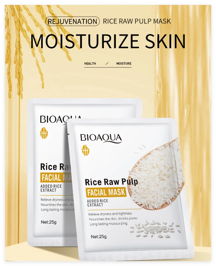 BIOAQUA White Rice Face Mask Sets Moisturizing Whitening Anti Wrinkle Facial Serum Cleanser Face Masks Skin Care Product