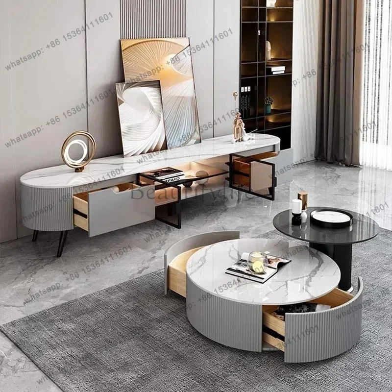 Interior Living Room Coffee Table Modern Designer Storage Luxury Unique Side Table Minimalist Service Meubles