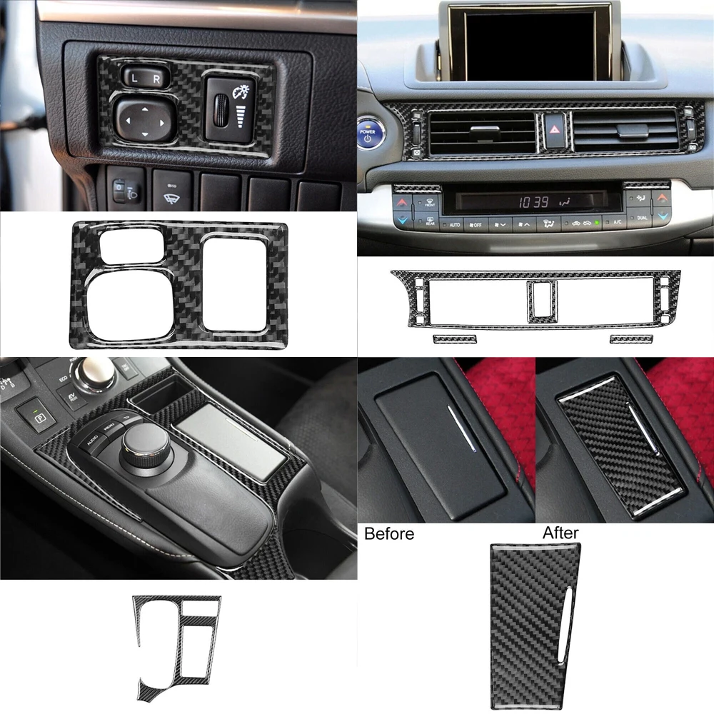 26Pcs Real Carbon Fiber Kits Full Interior Central Control Gear Trim Set For Lexus CT CT200h 2011 2012 2013 2014 2015 2016 2017