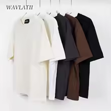 WAVLATII Oversized Summer T Shirts for Women Men Brown Casual Female Korean Streetwear Tees Unisex Basic Solid Young Cool Tops