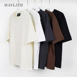 WAVLATII, camisetas de verano de gran tamaño para mujeres y hombres, camisetas informales marrones para mujer, ropa de calle coreana, camisetas Unisex básicas sólidas para jóvenes, geniales camisetas