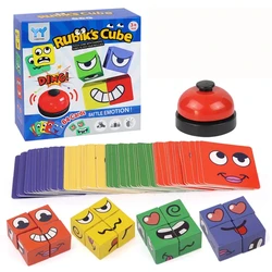 Kids Face Change Expression Puzzle Building Blocks Montessori Cube Table Game Toy Early Educational Toys for Children Gifts P470