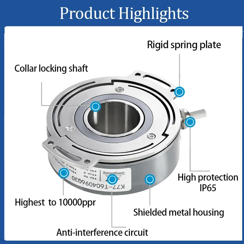 Non Contact 30mm Hollow Shaft High-precision 1024ppr Incremental Encoder with Signal Conversion Card K77