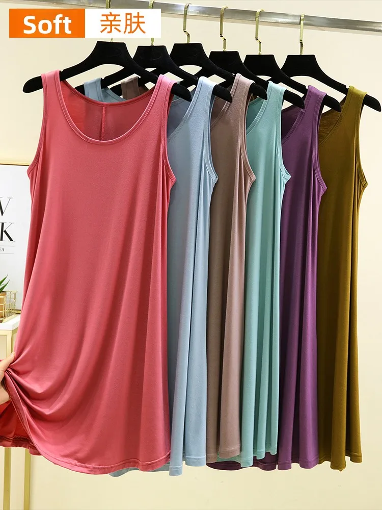Modale rotondo Ne Svel donna estate sottile casual lungo Dr plus size sciolto semplice colore Dr Casual Sle