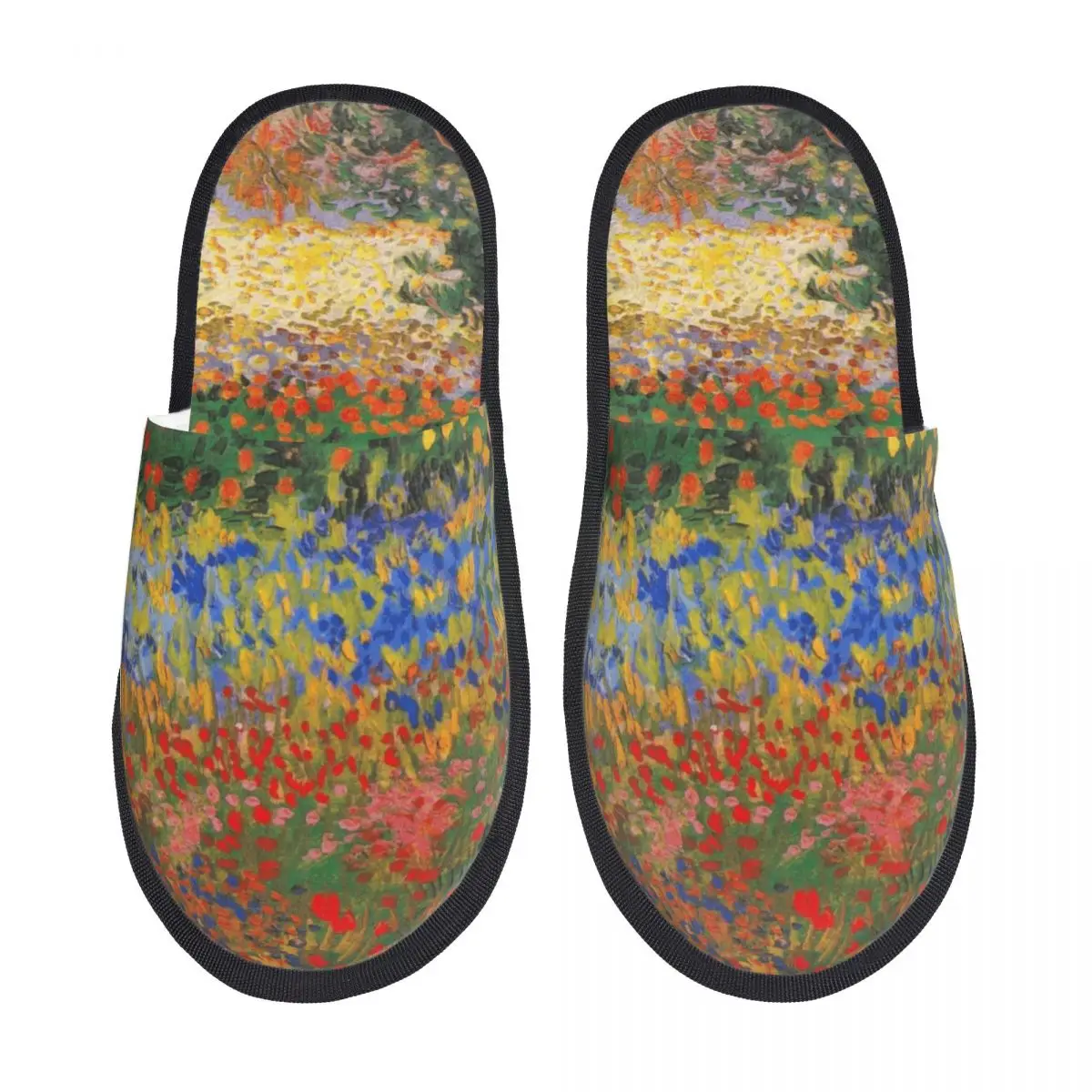 

Custom Flower Garden Painting By Vincent Van Gogh House Slippers Women Comfy Memory Foam Slip On Hotel Slipper Shoes