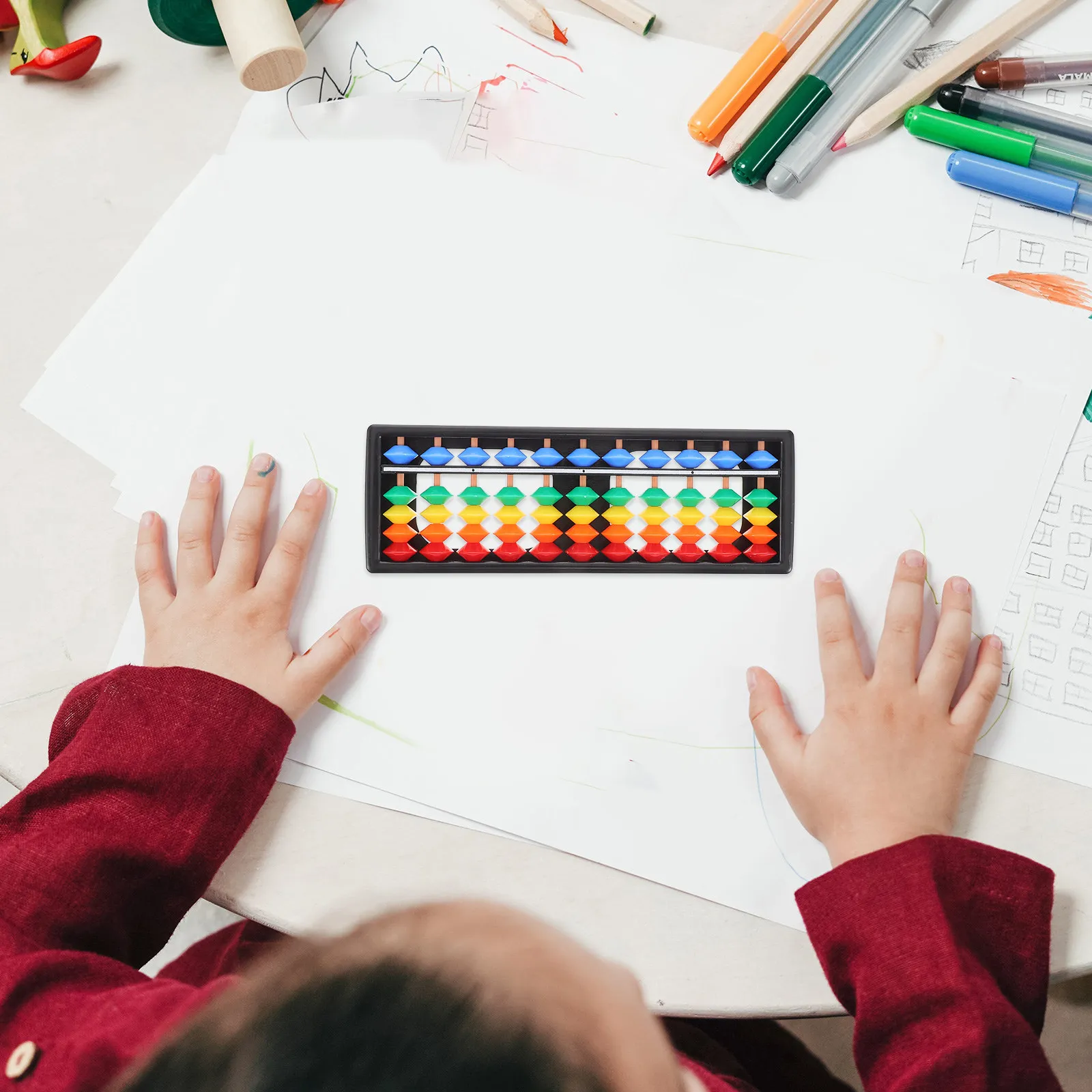 

Colorful Plastic Abacus 9-Row 5 Beads Math Learning Mental Arithmetic Counting Educational Tool Kids Classroom
