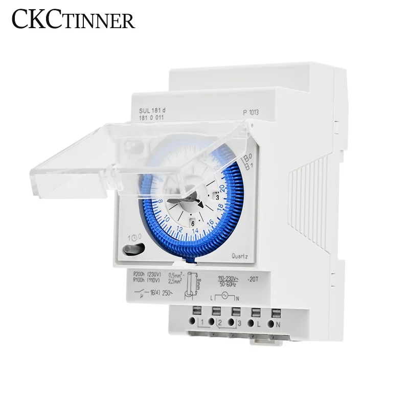 SUL181D AC220V Din Rail Mechanical Timer Relay Electrical Programmable 24 Hour Time Switch 15 Minutes 96 Times