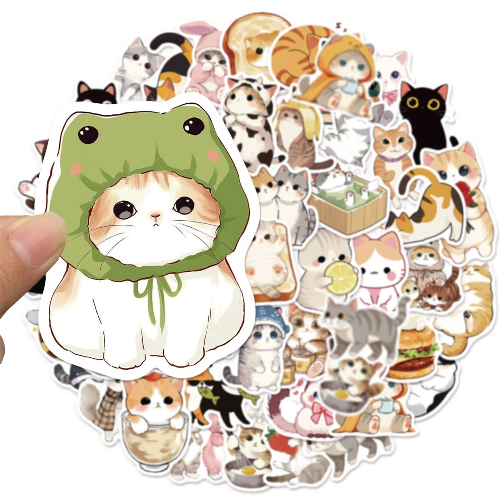 

10/30/50pcs Cute Animal Cat Graffiti Stickers Kawaii Cartoon Decals for Kids Toy Stationery Luggage Phone Car Sticker Decoration