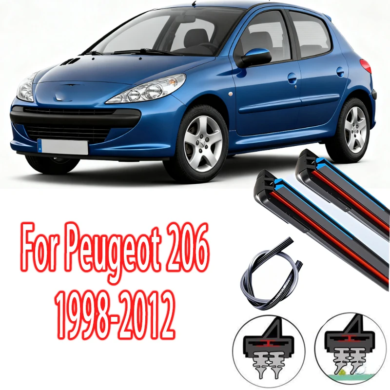 

1set Front Windshield Wiper Blades Windscreen Wipers For Peugeot 206 1998-2012 2000 2001 2002 2003 2004 2005 Accessories