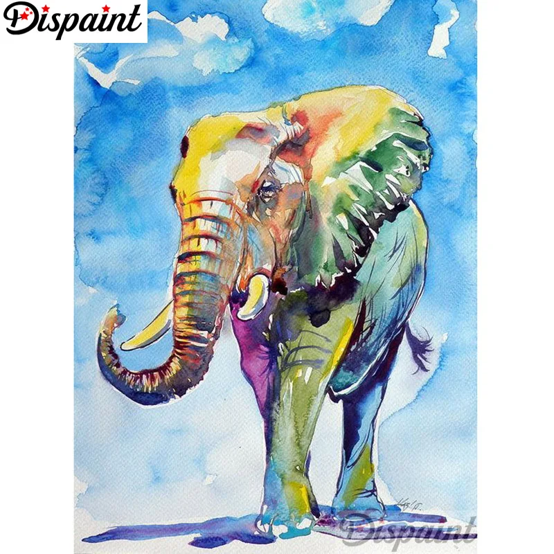 

Dispaint Full Square/Round Drill 5D DIY Diamond Painting "Colorful elephant" Embroidery Cross Stitch 3D Home Decor A12968