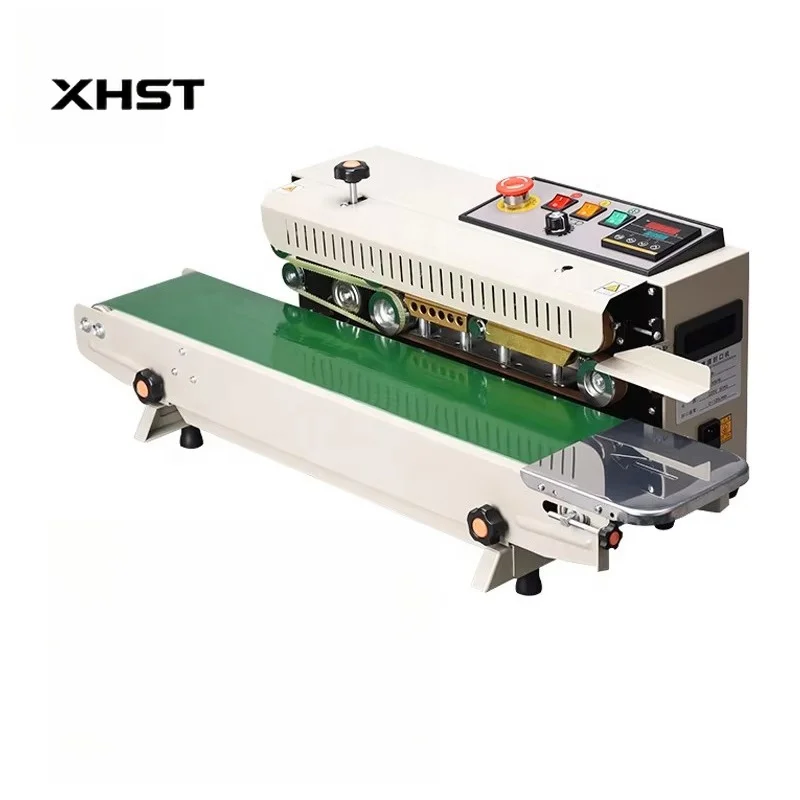 FR900 Factory Price Food Coffee Paper Pouch Poly PE Bag Continuous Band Heat Horizontal Sealing Machine With Date Printer