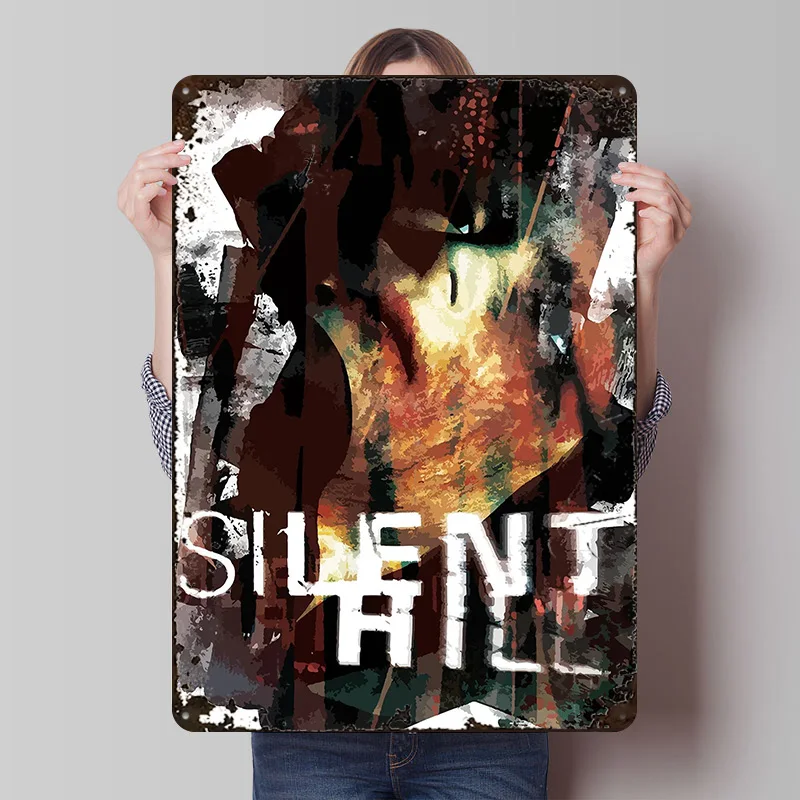 Silent Hill Spiel-Kunstposter, personalisierte Vintage-Metallschilder, Wandkunst, Retro-Blechschild für Schlafzimmerdekoration, Raumzubehör