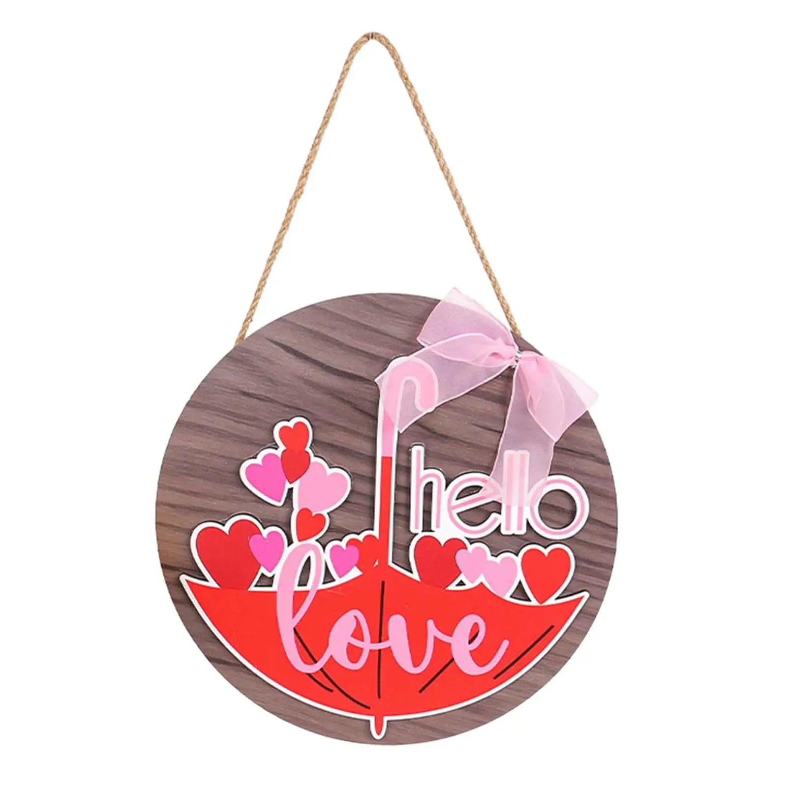 Valentine's Day Hanging Sign Hello Valentine Door Hanger Happy Valentine's Day Decor Sign Wreath for Indoor Home Anniversary