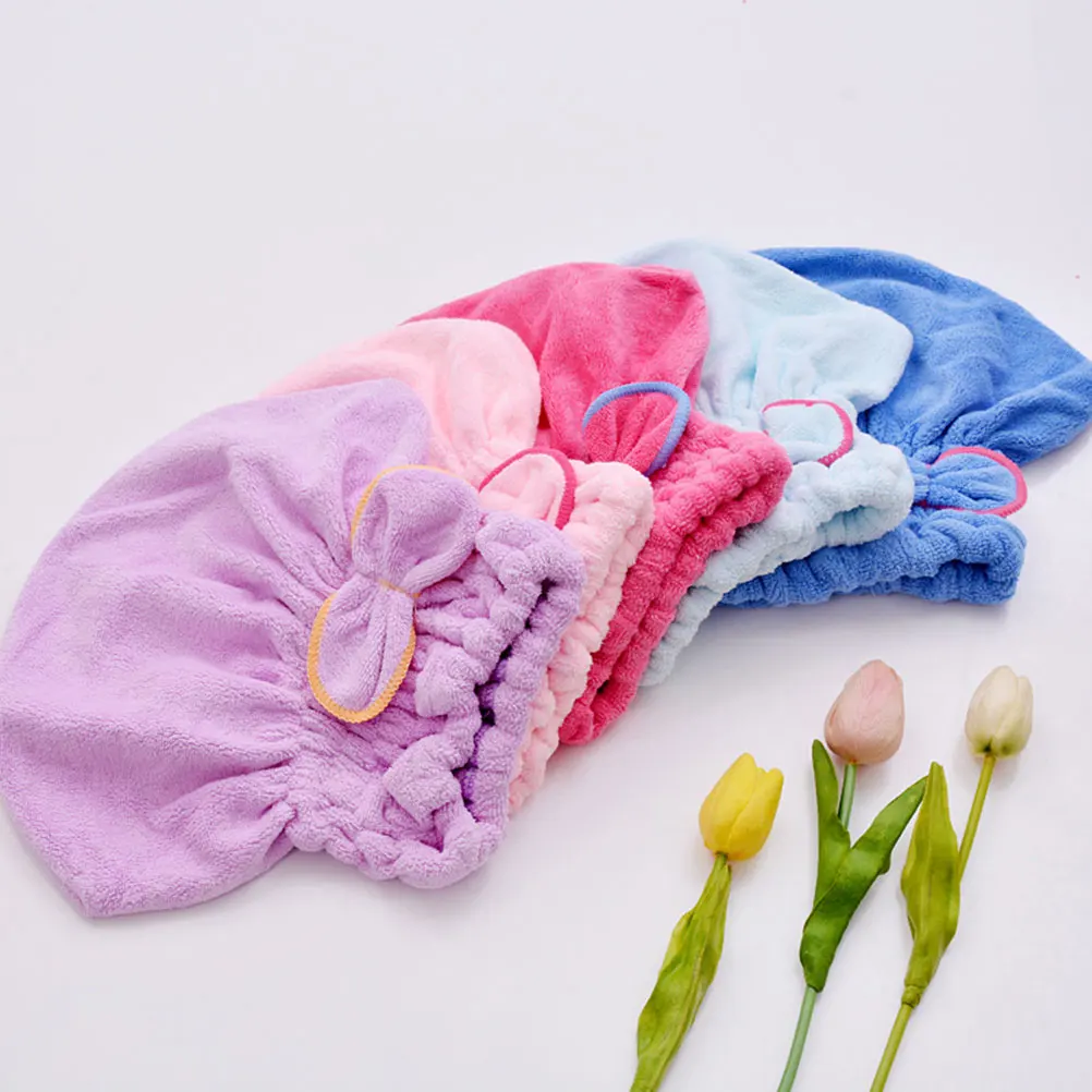 

Kids Shower Cap Dry Hair Curly Towel Microfiber Drying Headband Caps for Women Miss