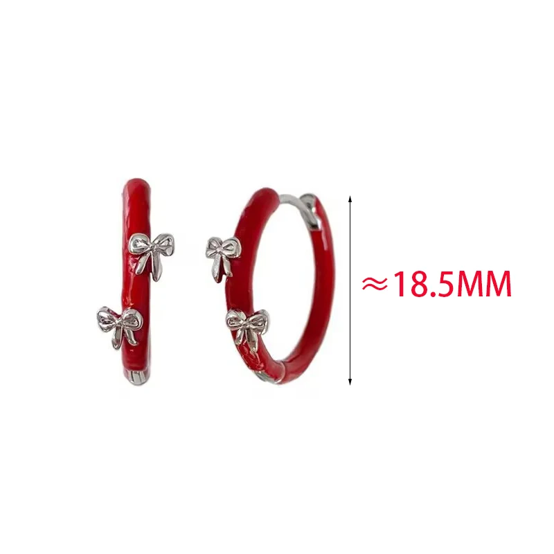 

Real 925 Sterling Silver Bowknot Enamel Round Hoop Earrings for Women Trendy Fine Jewelry Minimalist Sweet Cool Accessories