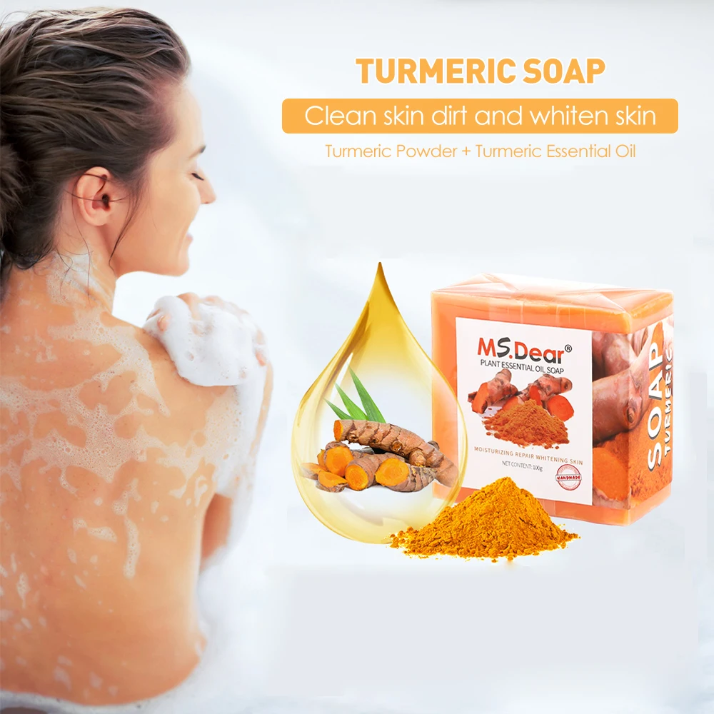 Turmeric Soap Body Dehumidify Cleaning Lightening Dark Underarm Leg Body Cleansers Brightening Face Soap Tender Skin Care Beauty