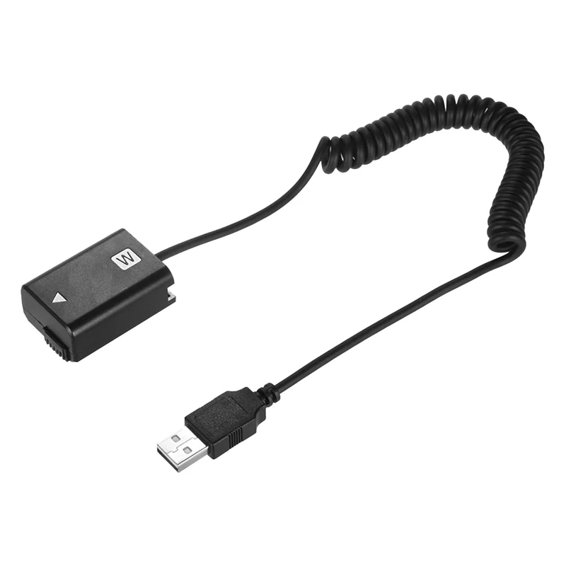 Cable de carga USB con resorte de batería simulada de NP-FW50 para Sony A7 A7R A7S A7M A7II A7S2 A7M2 A7R2 A6500 A6300 acoplador CC