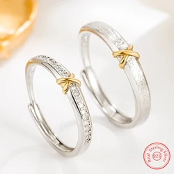 Hoge Kwaliteit Vrouwen 925 Sterling Zilveren Sieraden Mode Cross Kristal Zirkoon Paar Ring Voor Mannen Xy0311