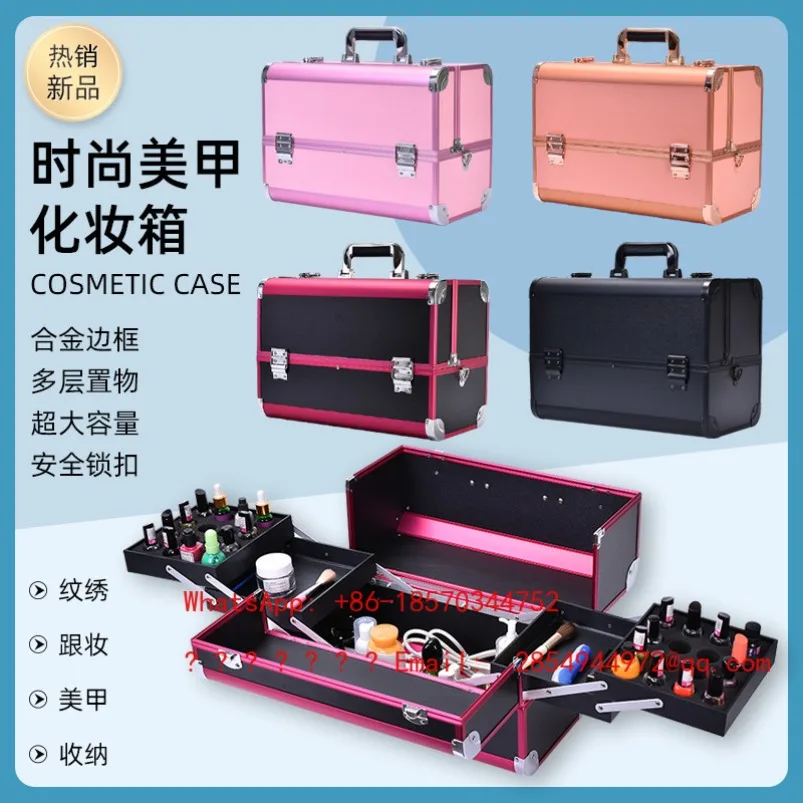 Large Professional Follow-up Technician Portable Lockable Multifunctional Nail Art Multi-layer Storage Box