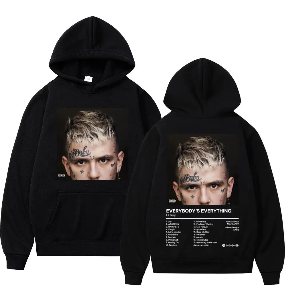 

Rapper Lil Peep Double Sided Print Hoodie Men Women Hip Hop Vintage Hooded Sweatshirt Winter High Street Fashion Trend Pullovers