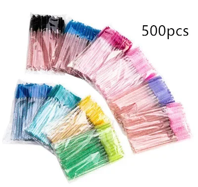 新しい良質使い捨て500本-パックまつげ眉毛メイクブラシミニマスカラワンドアプリケーターブラシまつげエクステンションツール