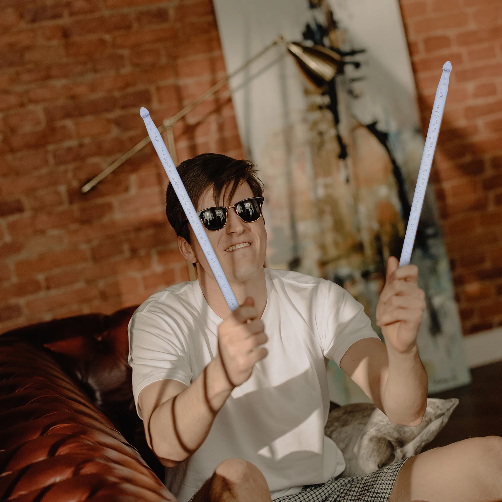 

Luminous Drumsticks Jazz Light Up Glow Acrylic 5A Bright LED s Musical Instruments