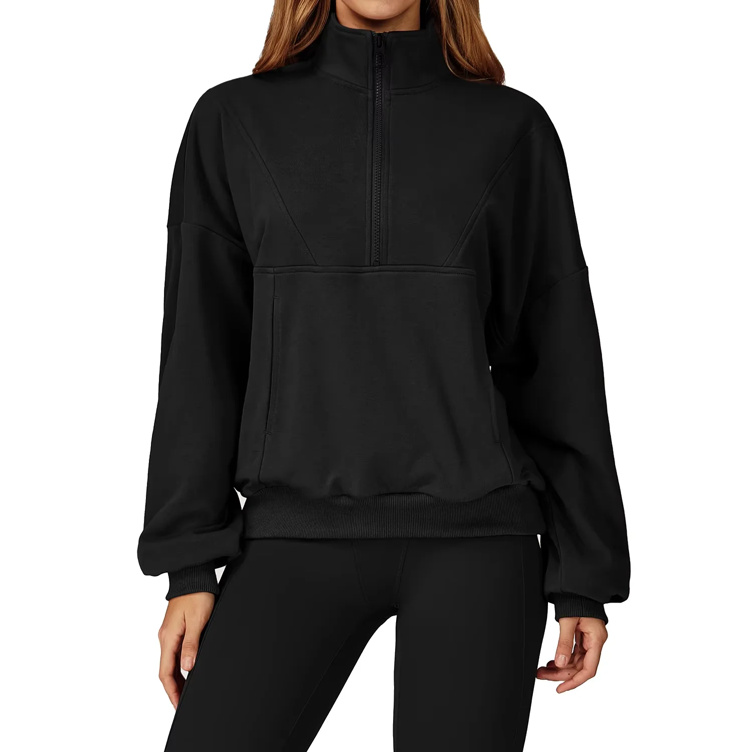 Feminino leve à prova de vento velo zíper correndo esportes hoodie sem costura ajuste casual solto pulôver para outono inverno ao ar livre