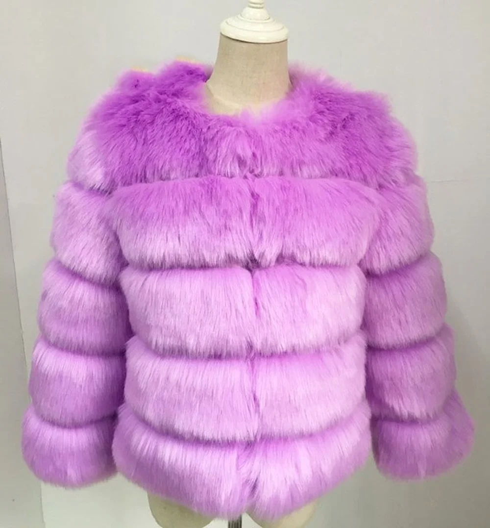 

Fashion 2024 Winter Warm Women Coat Faux Fox Fur Jacket Winter Thick Warm Jackets Vest Custom Made S-Xxxxl