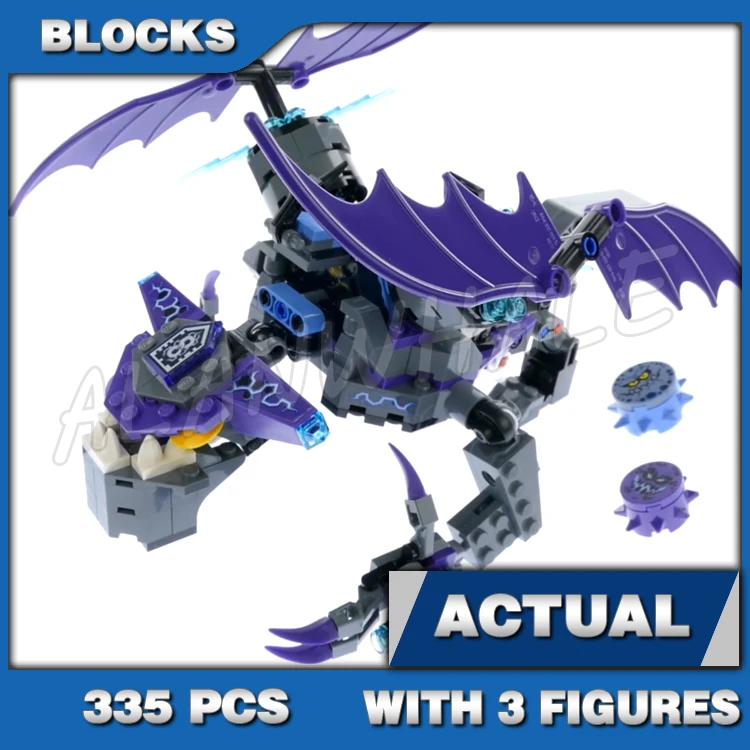

335 шт. Nexoes Knights The Heligoyle Beast Monster, двойные вращающиеся крылья, 10702, набор строительных блоков, кирпичи, совместимые с моделью