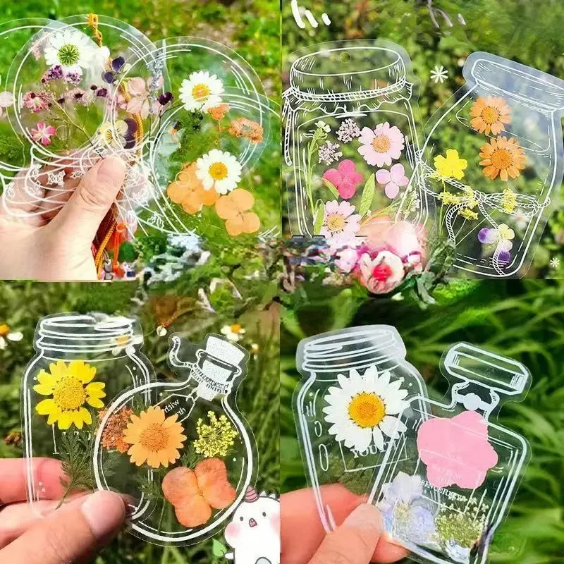 

20PCS DIY Transparent Handmade Flower Bookmark Creative Plastic Small Bottle Shape Homemade Plant Specimens Book Mark Stationery